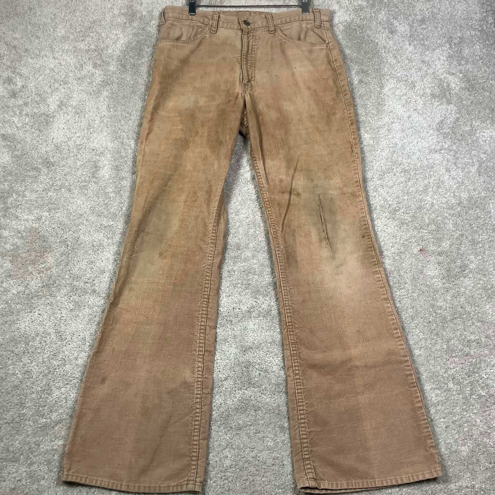 Vintage Levis Corduroy Pants Mens 32x32 Tan 646 Bell Bottom Flare Talon 42 Zip